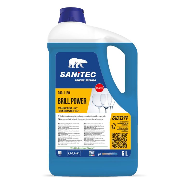 Detergente liquido, Sanitec Brill Power, 5 litri.