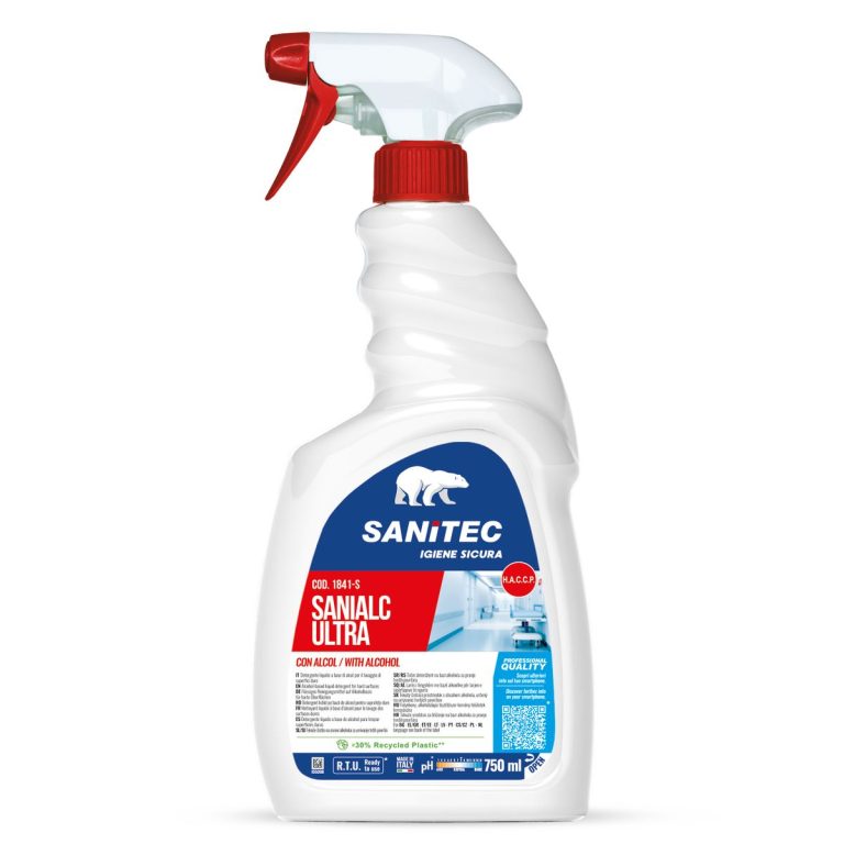 Detergente spray Sanitec con alcol, 750 ml.